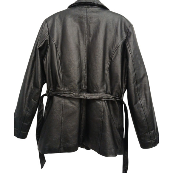 Oscar Piel Leather Jacket w Removable Liner Faux Fur Sz M Black Classic Preppy - Picture 4 of 16